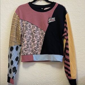 Vans X Nightmare Before Christmas Sally Patchwork Cropped Sweatshirt Adult Small